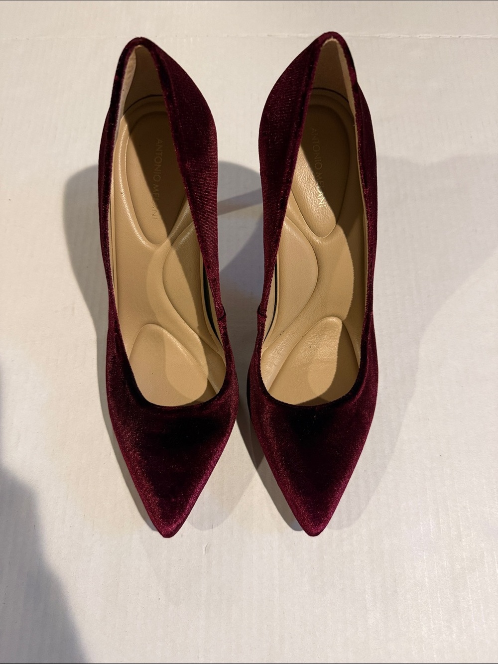ANTONIO MELANI Women's Pointed Velvet Pumps in Wine
